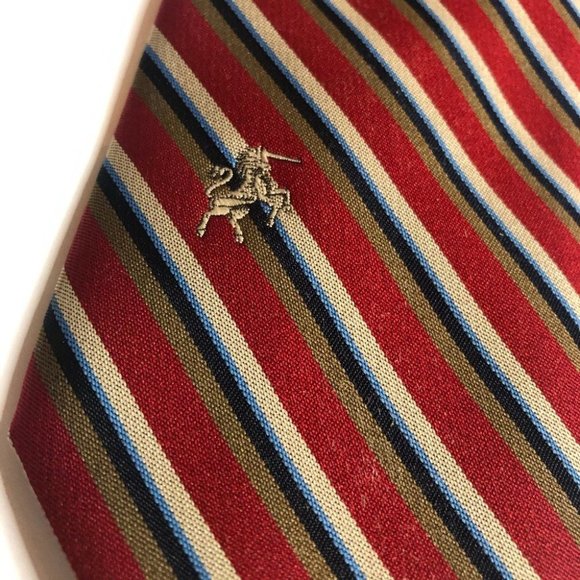 BRONZINI Red Tan Blue Stripe Tie Silk Blend Levy's Nashville Business Career - Picture 3 of 6